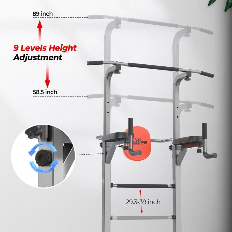 Relifesports 2025 Power Tower Dip Station Pull-Up Push-Up Station Multi-Function Home Gym Strength Training Fitness Equipment 450LBS